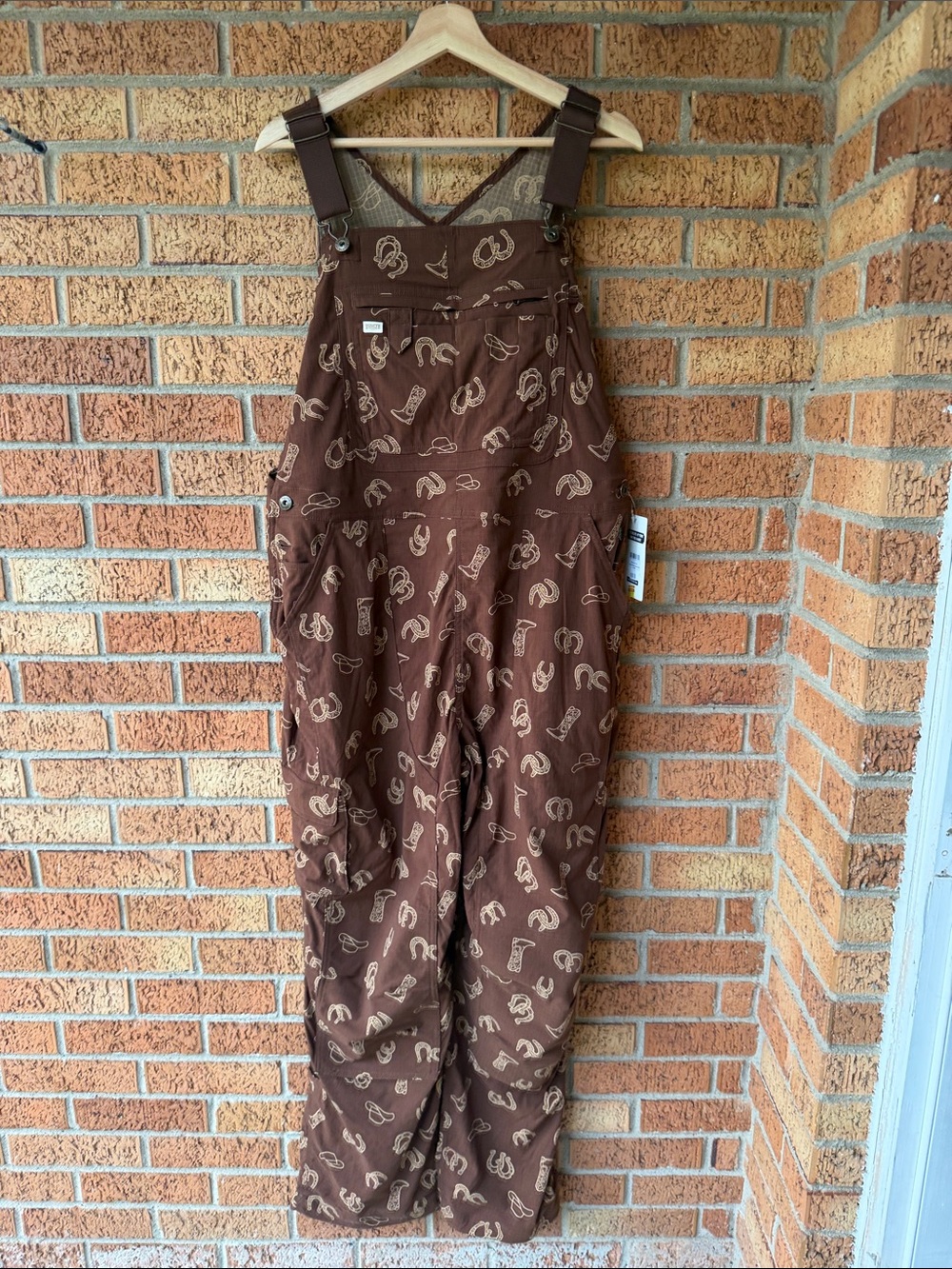 ** Duluth NWT Heirloom Gardening Bib Overalls XL x 31 Dark Roast Western Charm